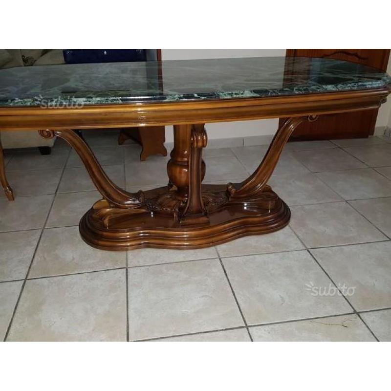 Tavolo legno massello con marmo pregiato